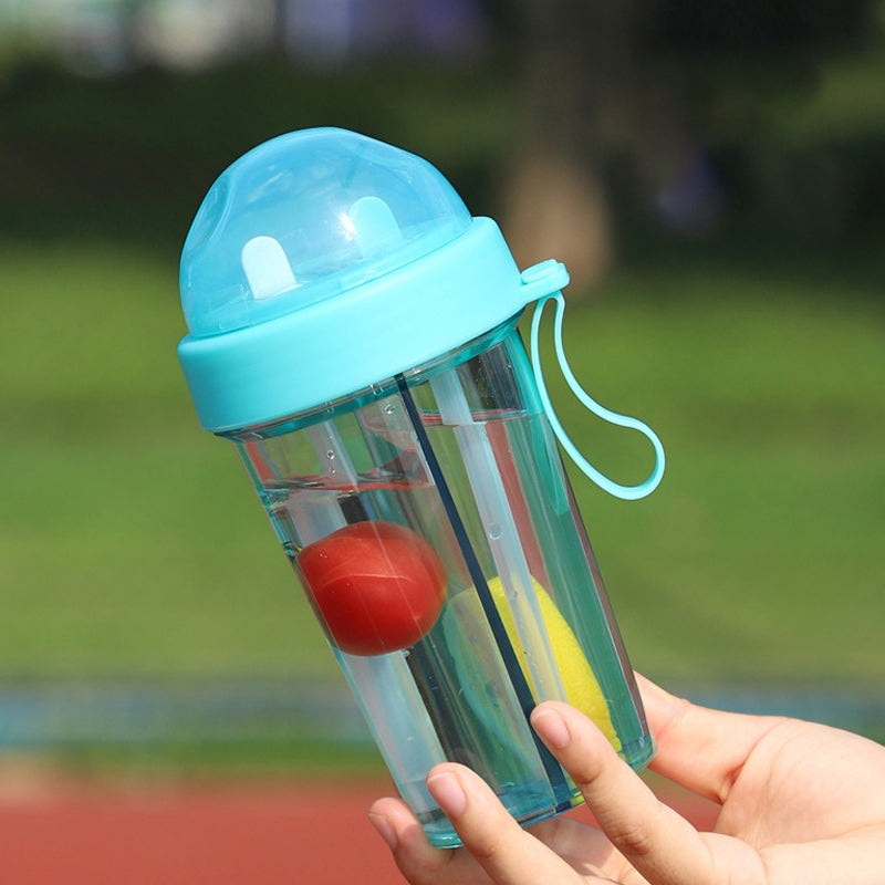 Double Drinking Straw Fruit Tea Plastic Cup